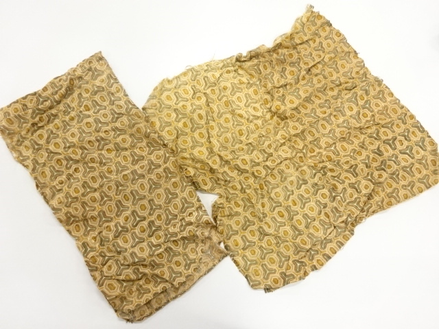 アンティーク　上代紬亀甲模様はぎれ